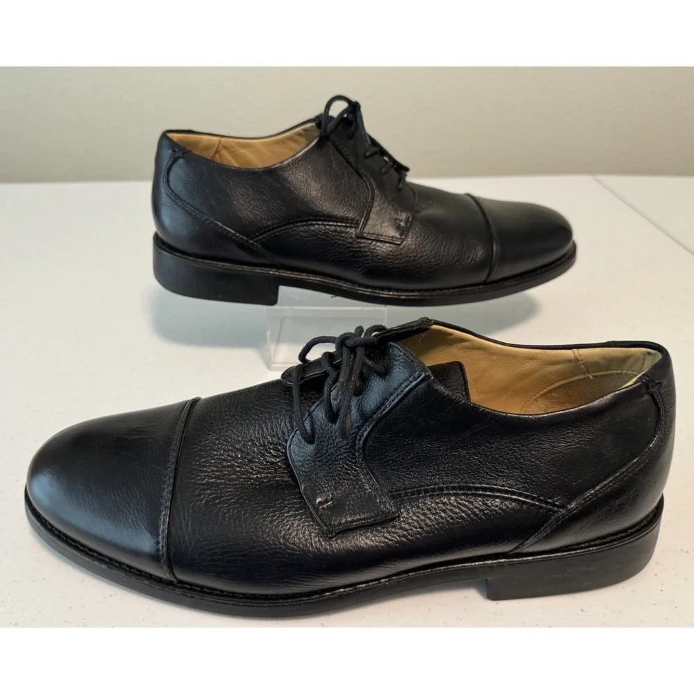 Belvedere Duke Black Leather Cap Toe Dress Shoes Size 11.5 D Office Career